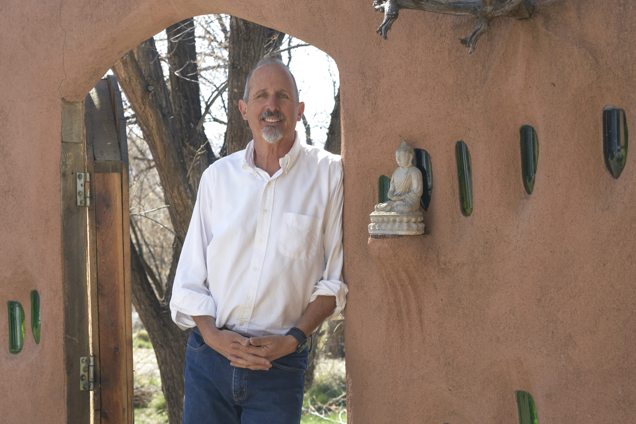 Marko Schmitt photographed outside his Taos home