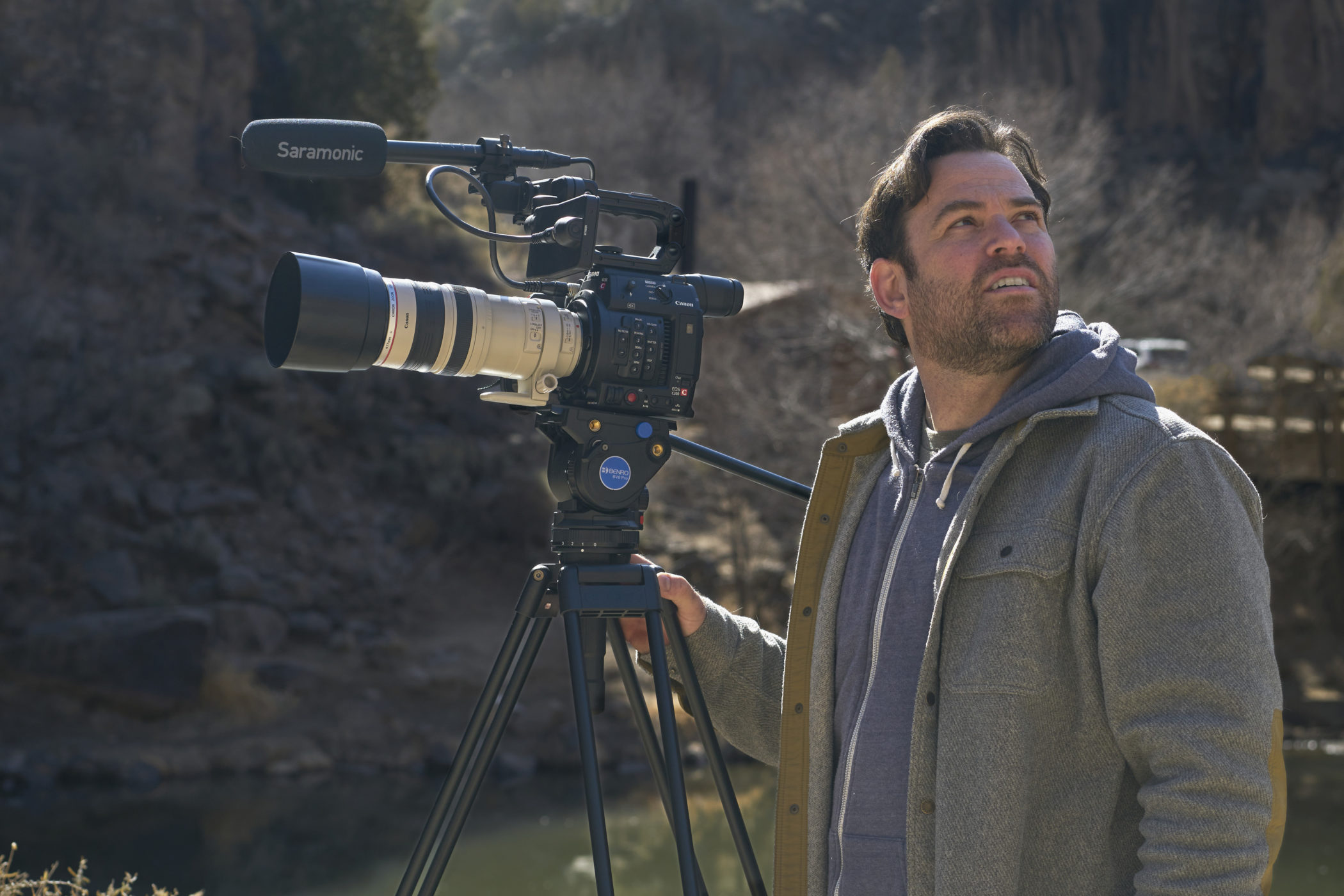 Pete Monro shooting video in Taos
