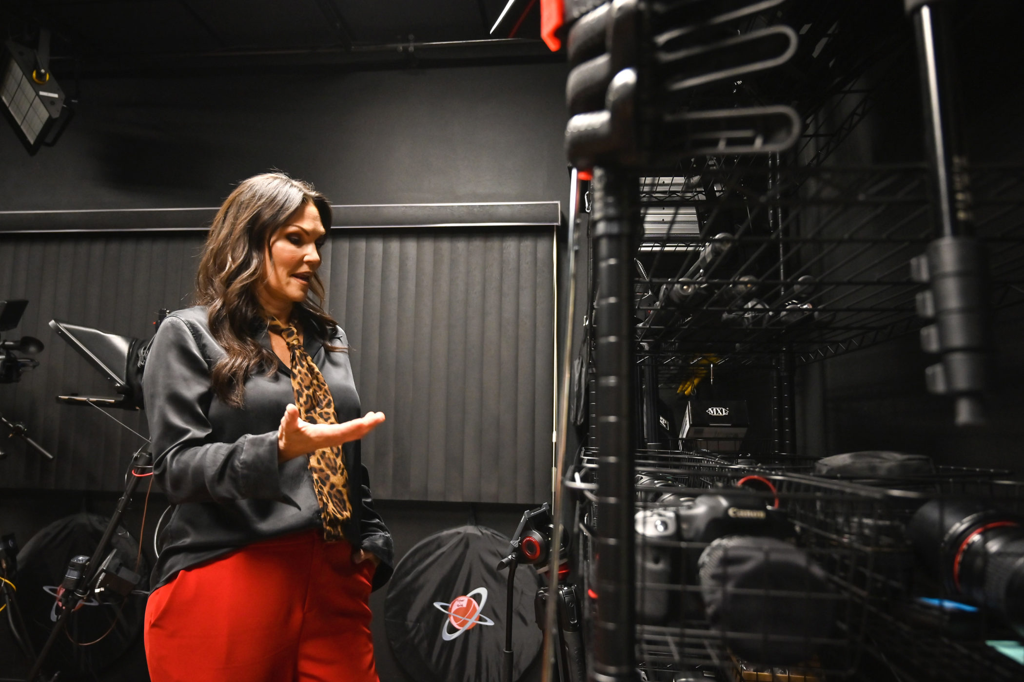 Tina Davis examines photo equipment at Pontotoc Technology Center