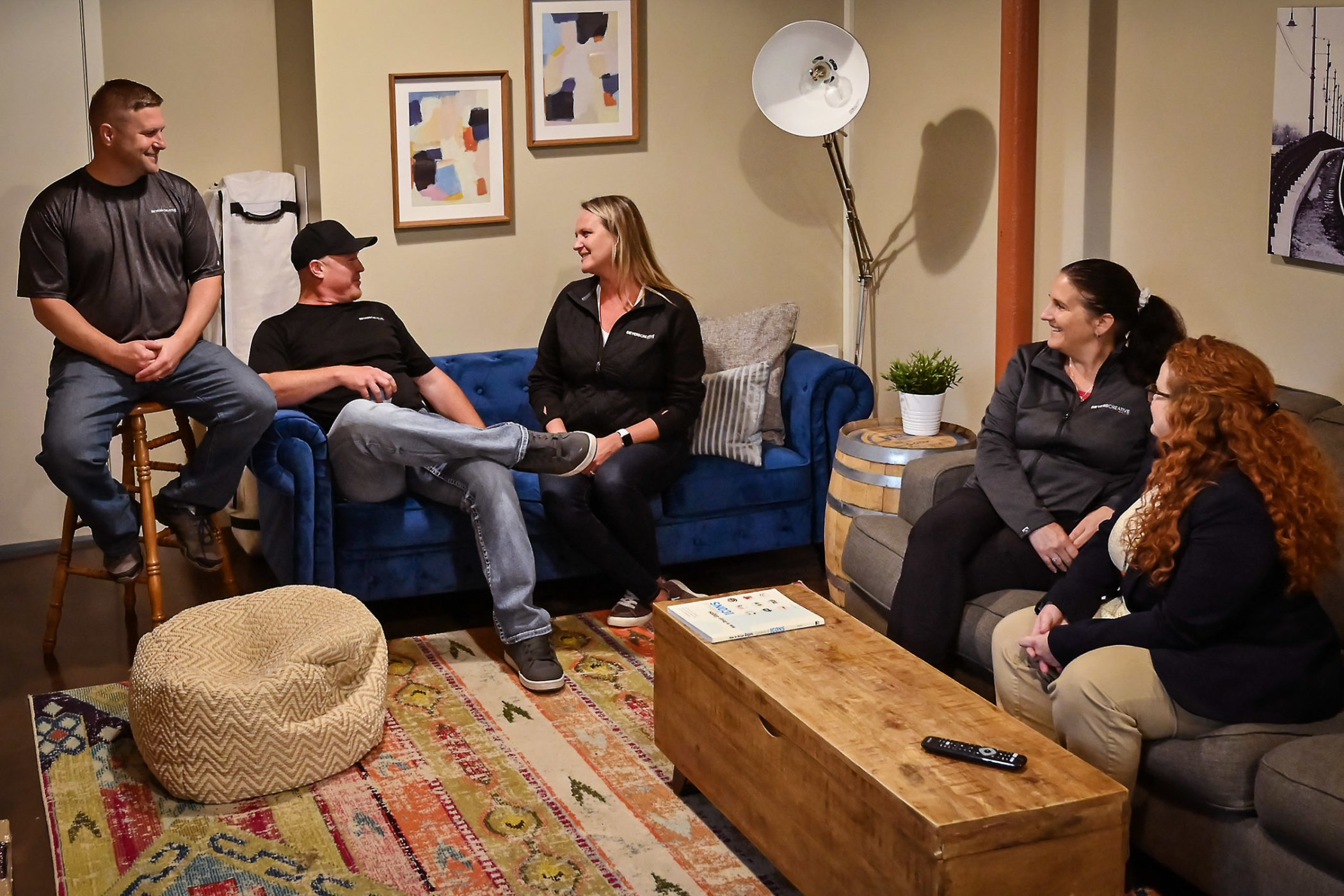 The Sievers Creative team gathers in the break area