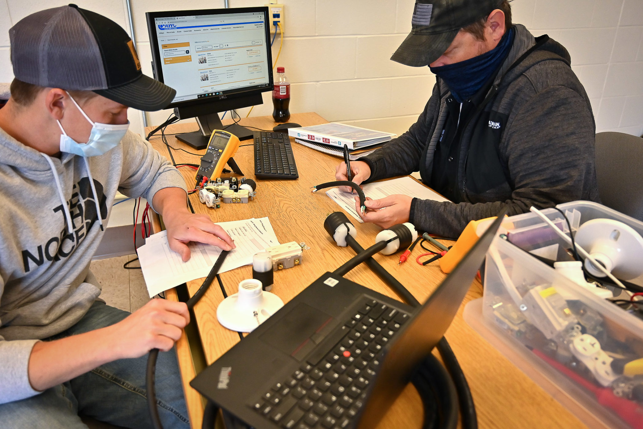 Students work on a project in a mechatronics class