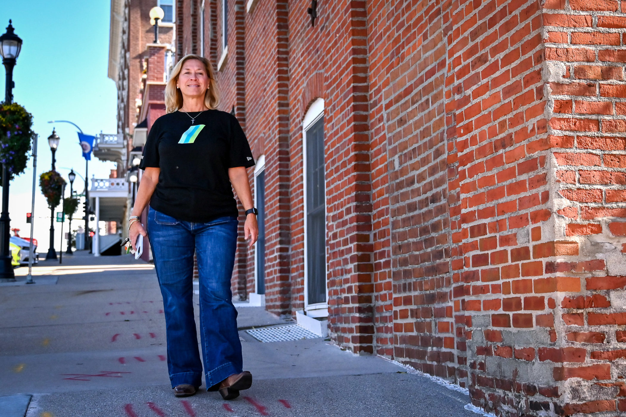 Susan Langer in downtown Red Wing, Minnesota