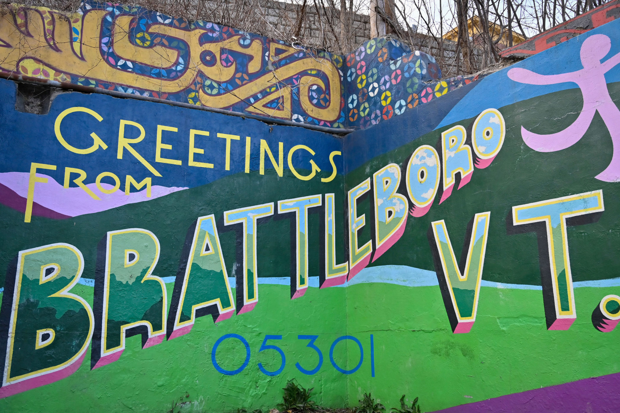 A mural in downtown Brattleboro, Vermont.