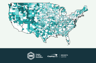 Entrepreneurship Index Map with CORI and Capital One Insights Center Logos.
